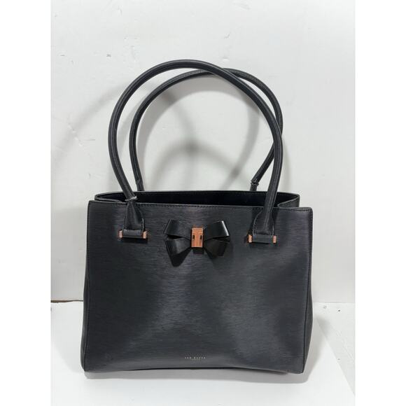 Ted Baker Epi Callaa Bow Detailed Black Leather Shoulder Bag Purse See‎ Pictures - Picture 10 of 15